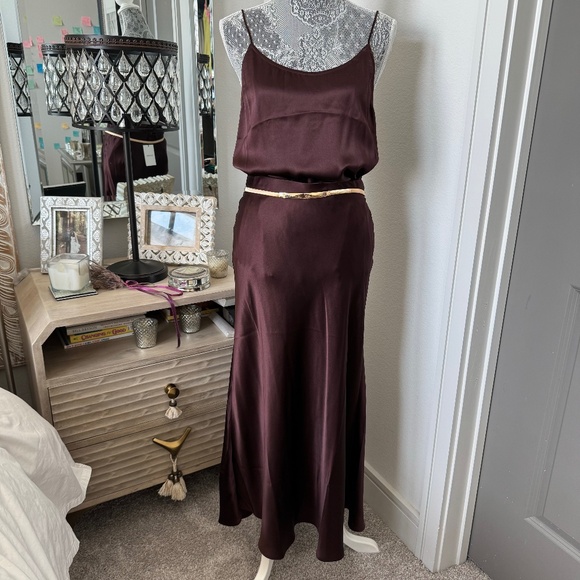 NWT Cuyana washable silk plum skirt and cami Sz M Belt not included - Picture 1 of 9